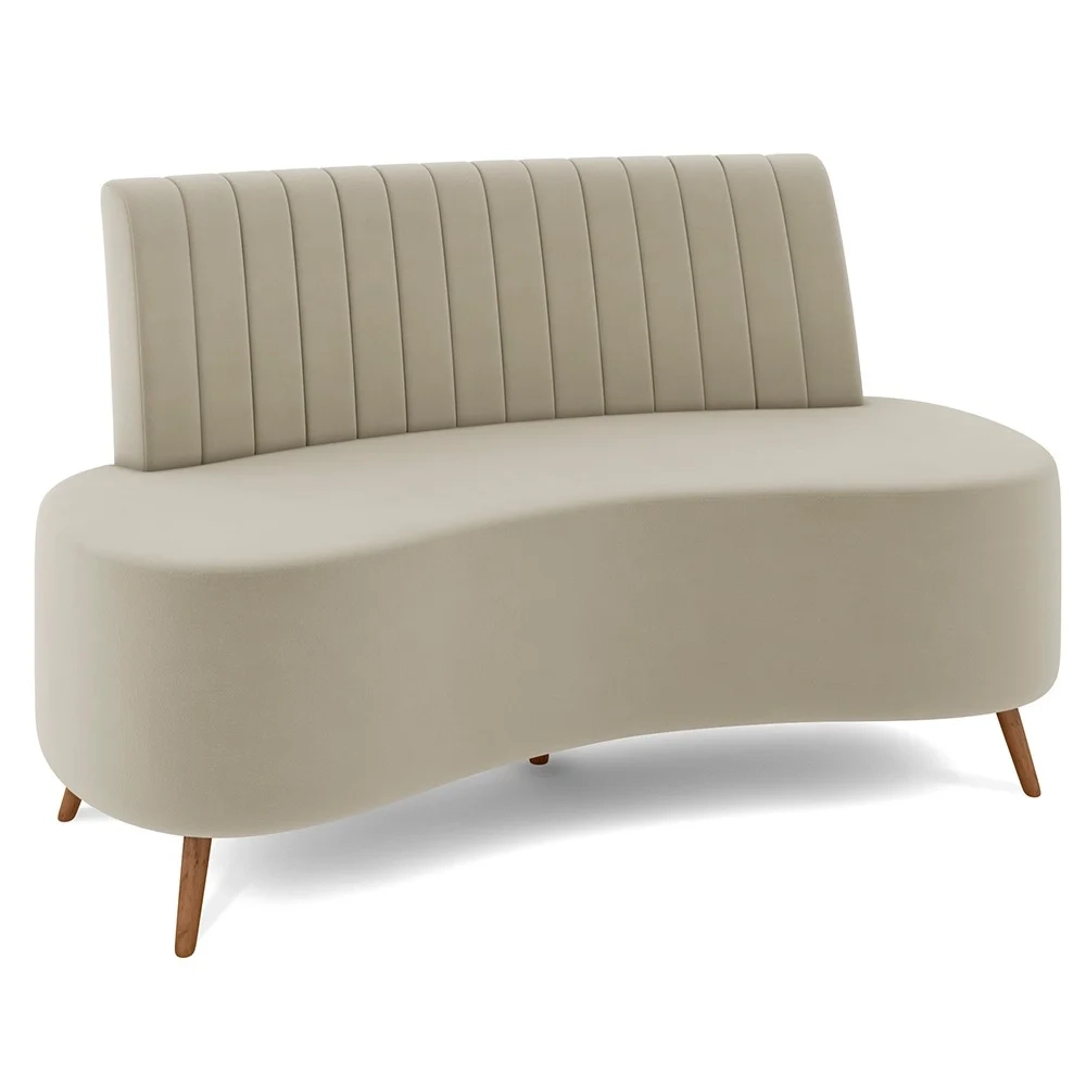 Sofá 2 Lugares para Sala Living 160cm Pés Palito Tamar Z08 Veludo Bege - Mpozenato