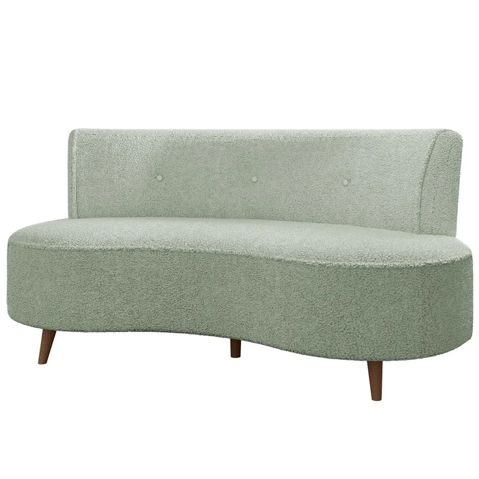 Sofá 2 Lugares para Sala Living 135cm Pés Palito Korah Z08 Boucle Verde Água - Mpozenato