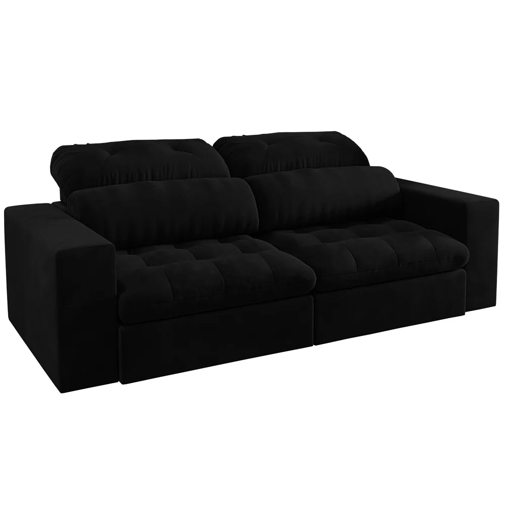 Sofá Retrátil e Reclinável 3 Lugares 200cm Viena A12 Suede Preto - Mpozenato