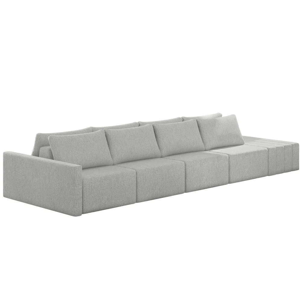Sofá Ilha Modular com Puff para Sala Living 432cm Georgia Z08 Linho Cinza - Mpozenato