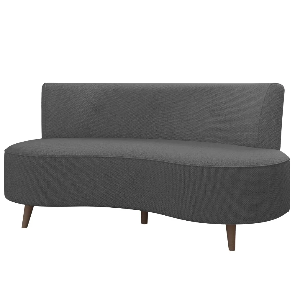 Sofá 2 Lugares para Sala Living 135cm Pés Palito Korah Z08 Linho Cinza Escuro - Mpozenato