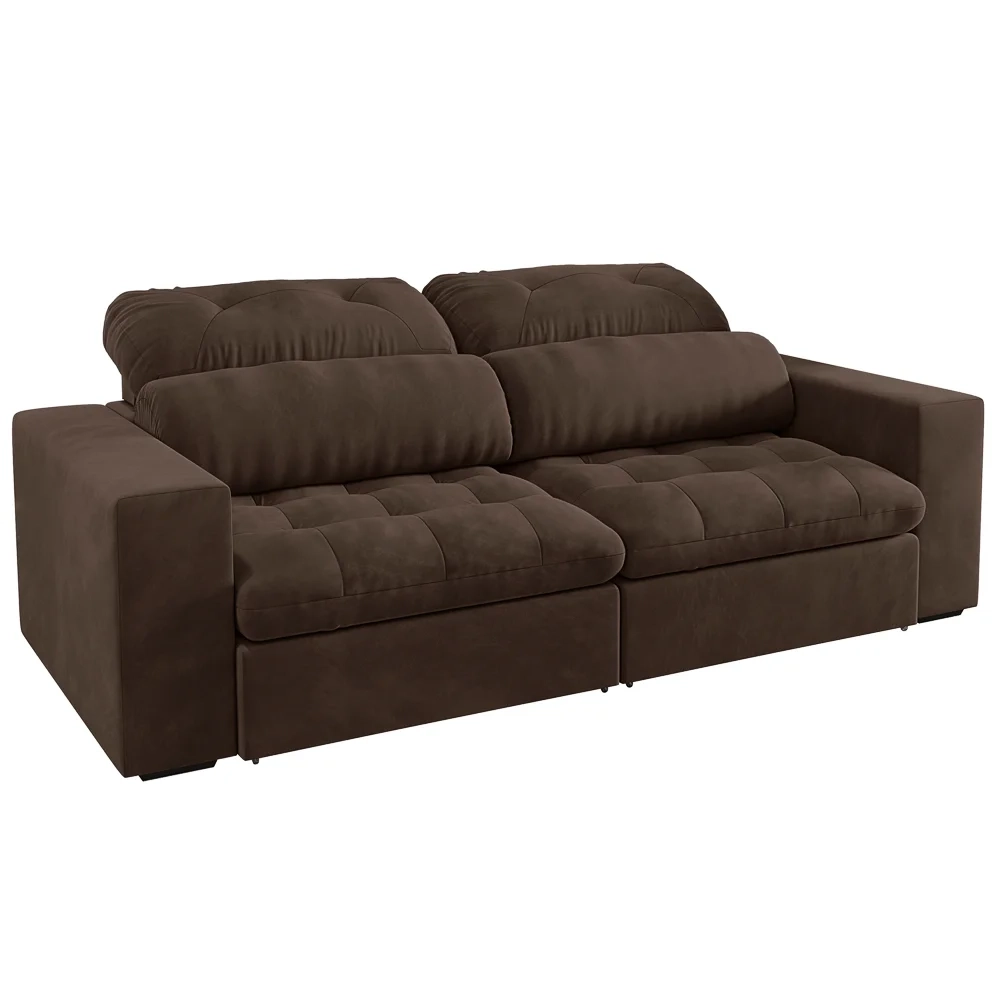 Sofá Retrátil e Reclinável 3 Lugares 200cm Viena A12 Suede Marrom - Mpozenato