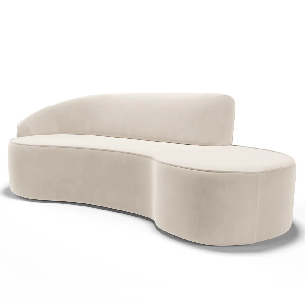 Sofá Living 3 Lugares 210cm Braço Esquerdo Mozart D06 Veludo Bege - Mpozenato