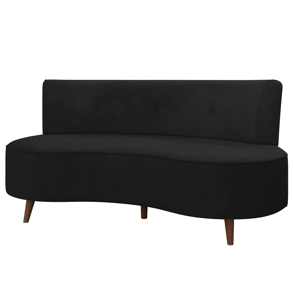 Sofá 2 Lugares para Sala Living 135cm Pés Palito Korah Z08 Veludo Preto - Mpozenato