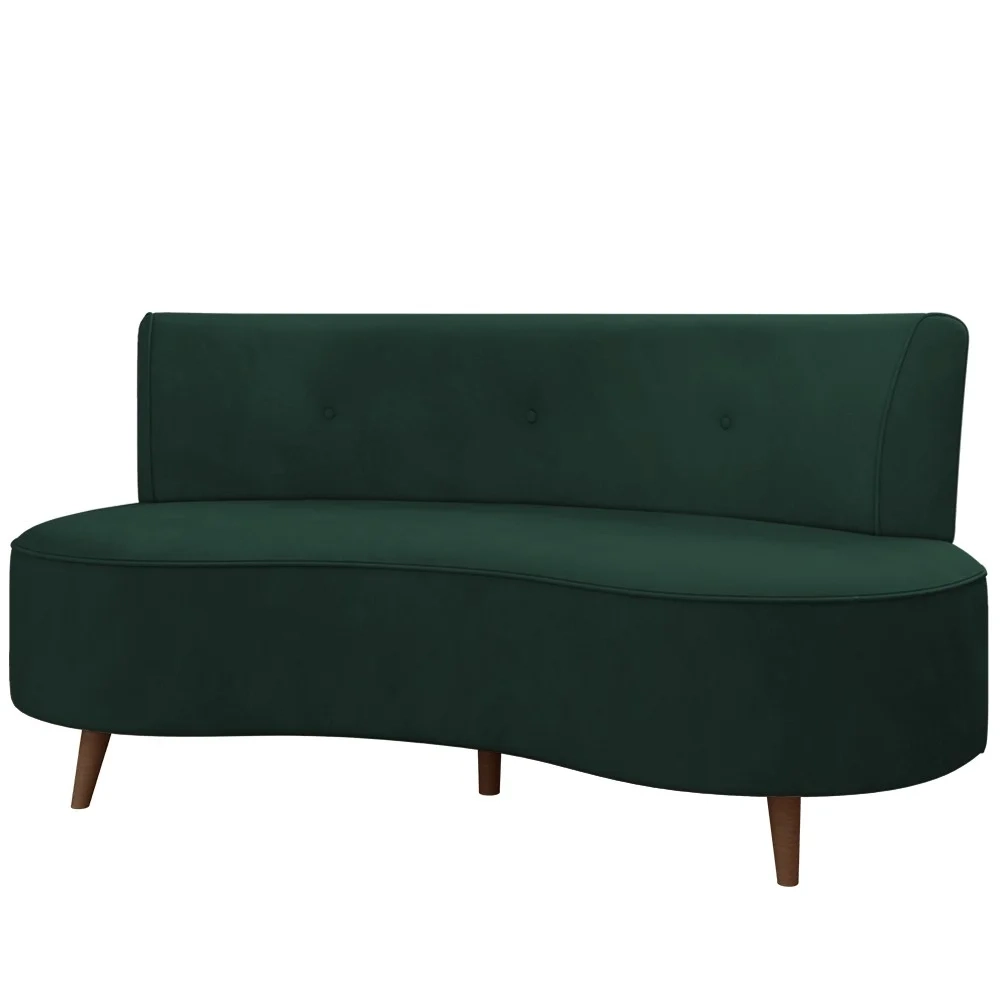 Sofá 2 Lugares para Sala Living 135cm Pés Palito Korah Z08 Veludo Verde - Mpozenato