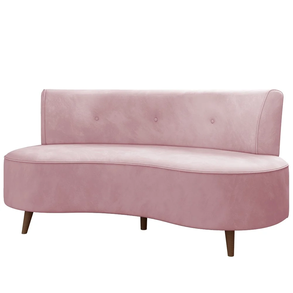 Sofá 2 Lugares para Sala Living 135cm Pés Palito Korah Z08 Veludo Rosê - Mpozenato