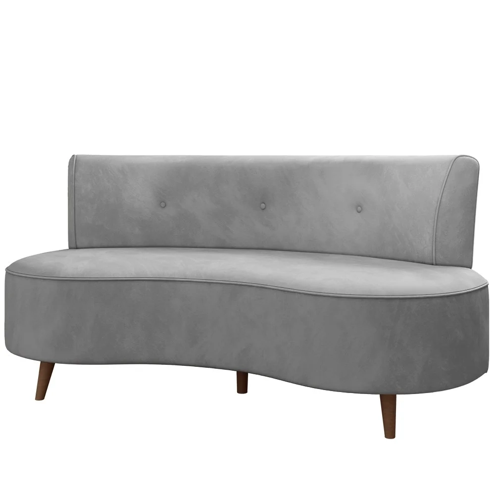 Sofá 2 Lugares para Sala Living 135cm Pés Palito Korah Z08 Veludo Cinza - Mpozenato