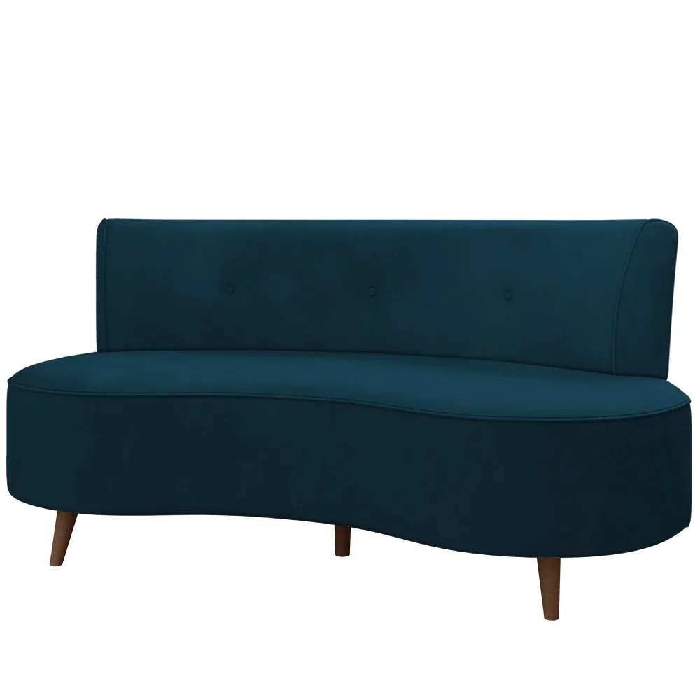 Sofá 2 Lugares para Sala Living 135cm Pés Palito Korah Z08 Veludo Azul - Mpozenato