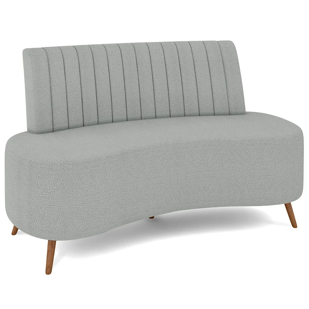 Sofá 2 Lugares para Sala Living 135cm Pés Palito Tamar Z08 Boucle Cinza Claro - Mpozenato