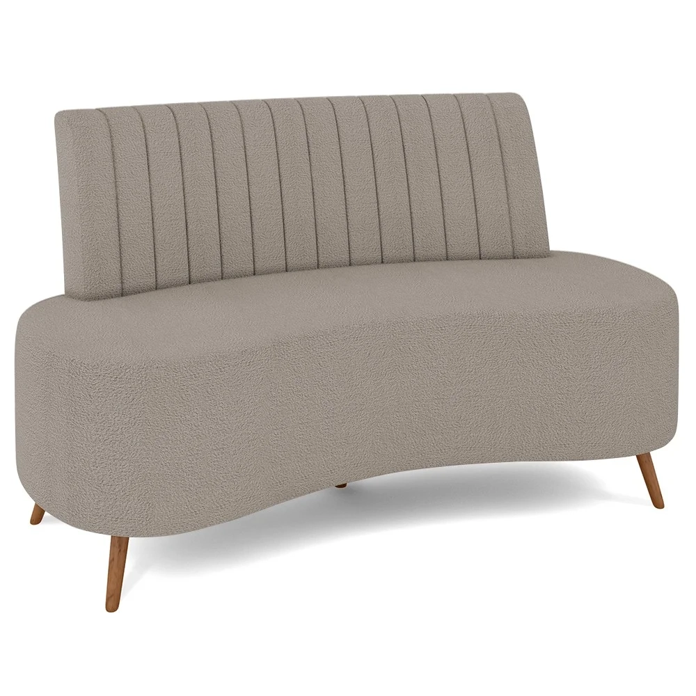 Sofá 2 Lugares para Sala Living 135cm Pés Palito Tamar Z08 Boucle Bege Escuro - Mpozenato