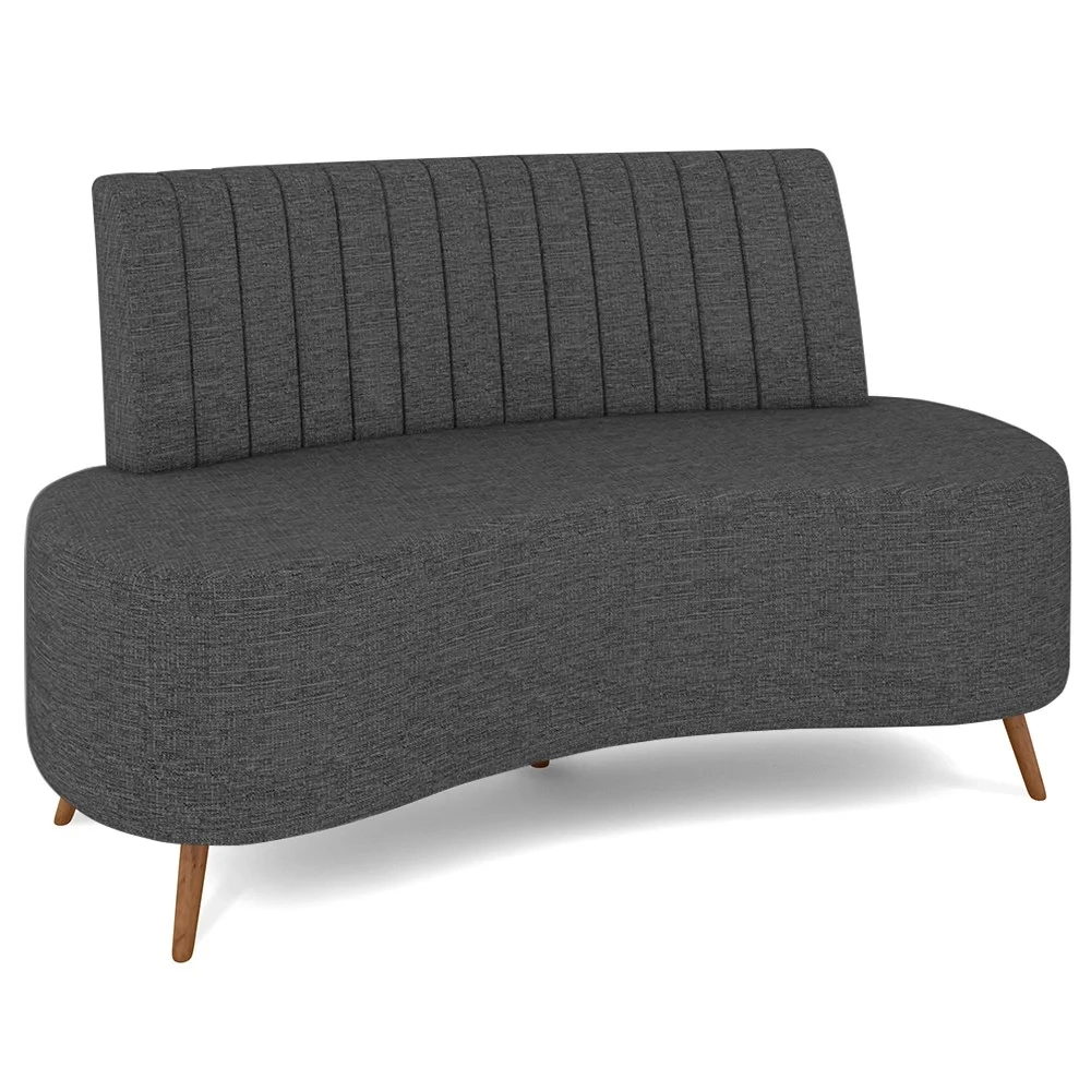 Sofá 2 Lugares para Sala Living 135cm Pés Palito Tamar Z08 Linho Cinza Escuro - Mpozenato
