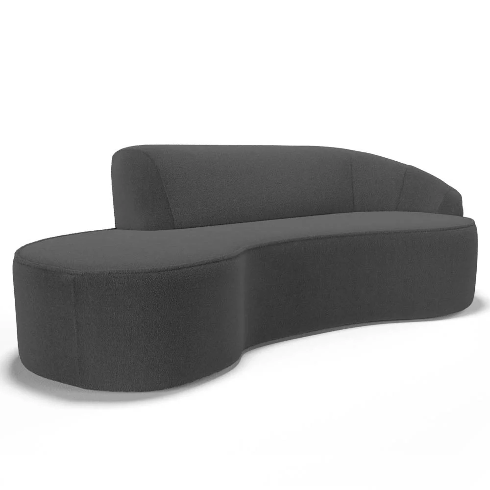 Sofá Living 3 Lugares 230cm Braço Direito Mozart D06 Boucle Chumbo - Mpozenato