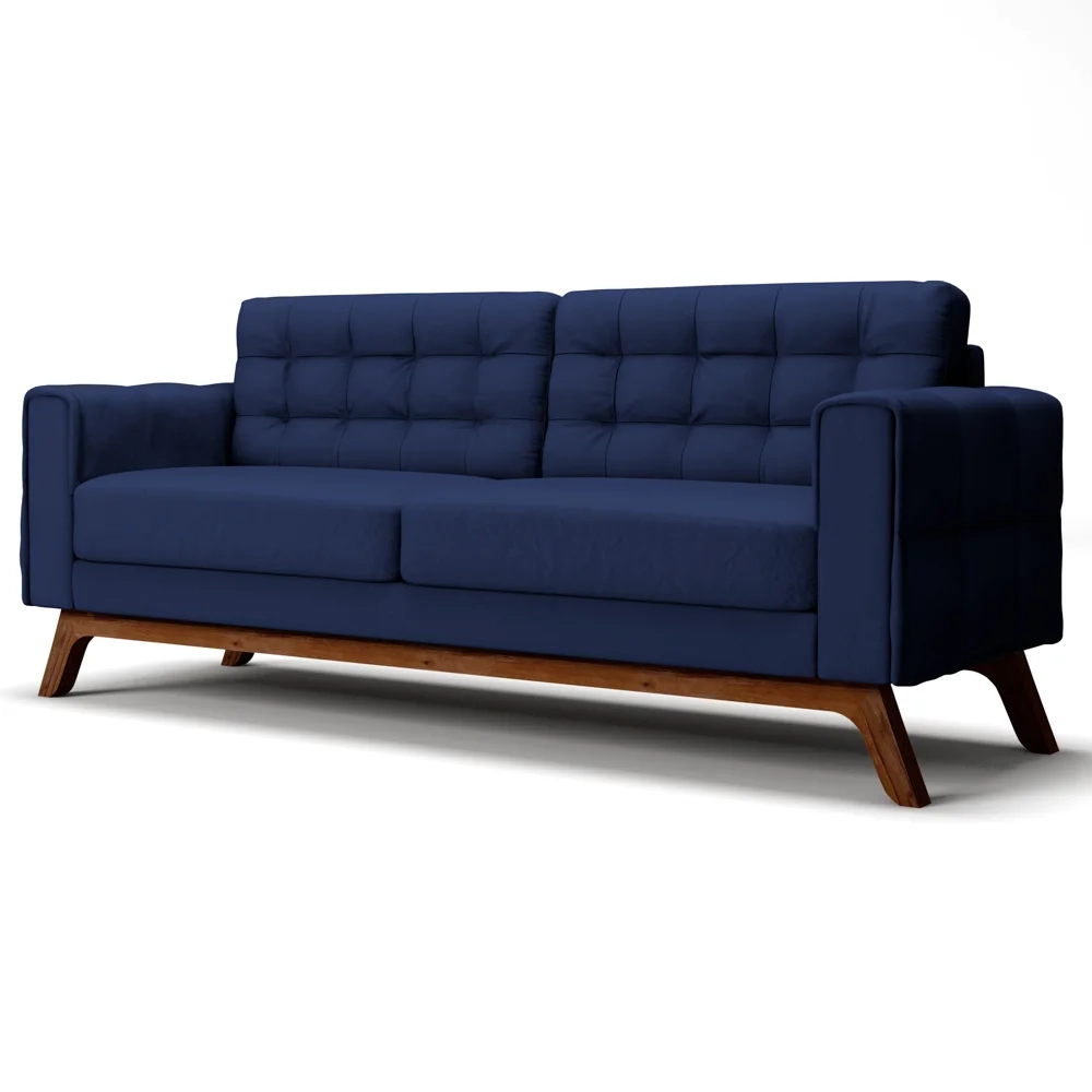 Sofá 230 cm 3 Lugares Sandero C-287 Veludo Marinho - Domi
