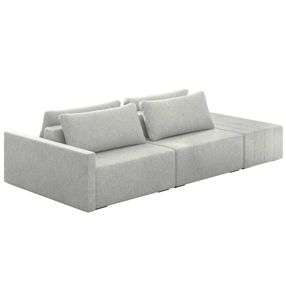 Sofá Ilha Modular com Puff para Sala Living 252cm Georgia Z08 Linho Cinza - Mpozenato