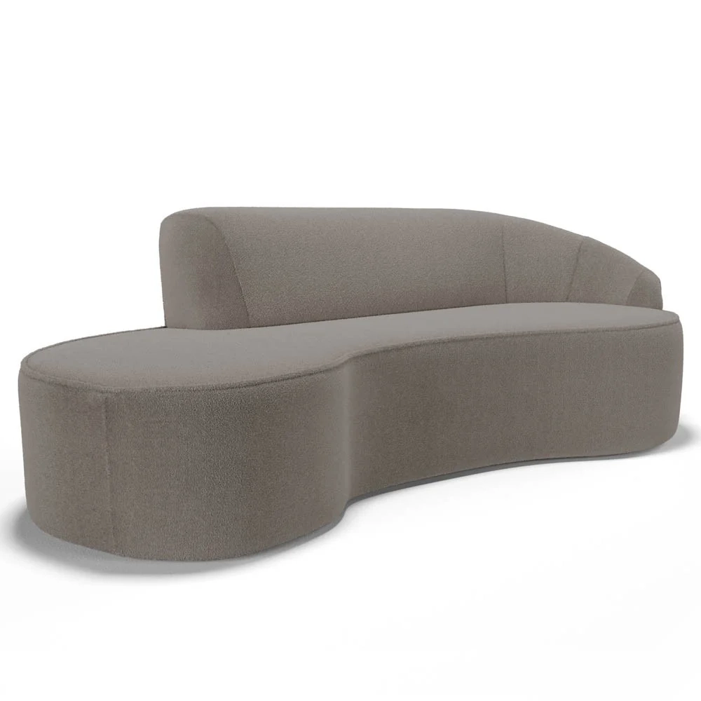 Sofá Living 4 Lugares 280cm Braço Direito Mozart D06 Boucle Bege Escuro - Mpozenato