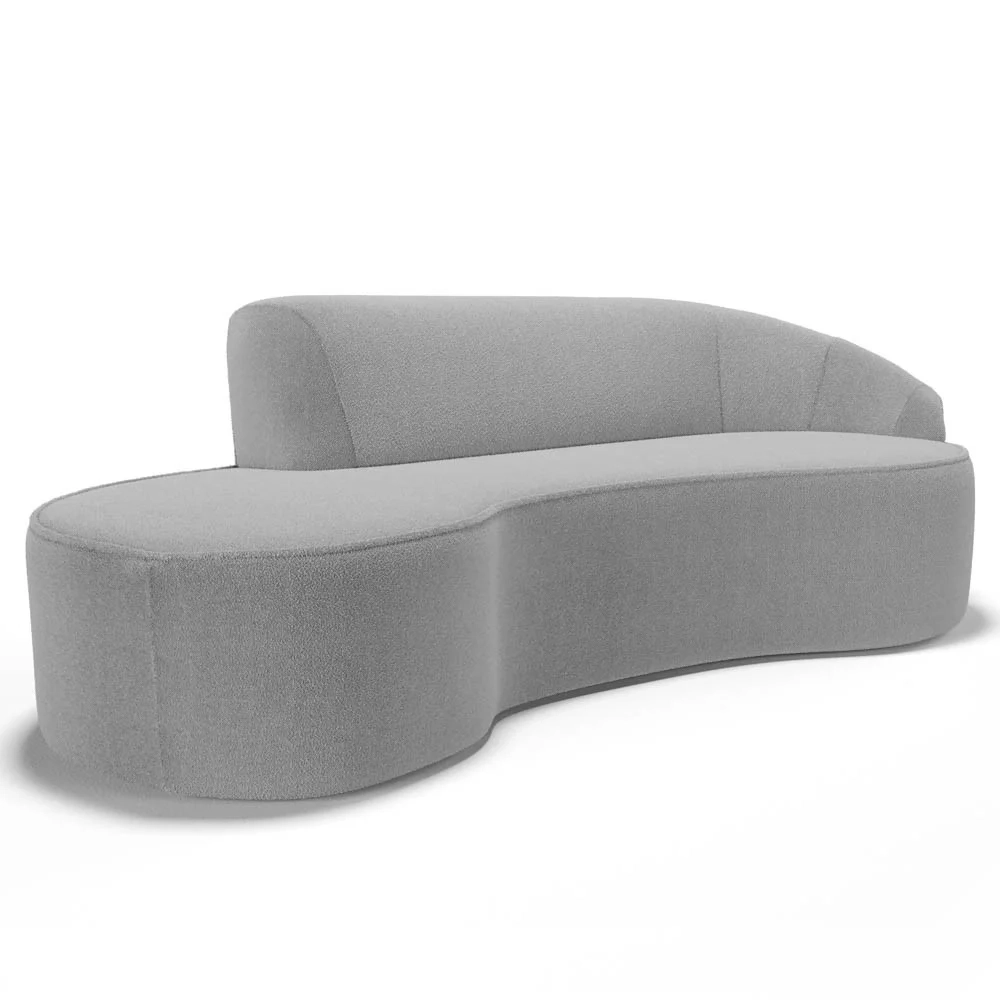 Sofá Living 4 Lugares 300cm Braço Direito Mozart D06 Boucle Cinza - Mpozenato