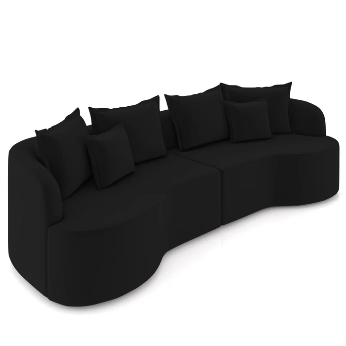 Sofá 3 Lugares 210cm Orgânico Quito Z08 Veludo Preto  - Mpozenato