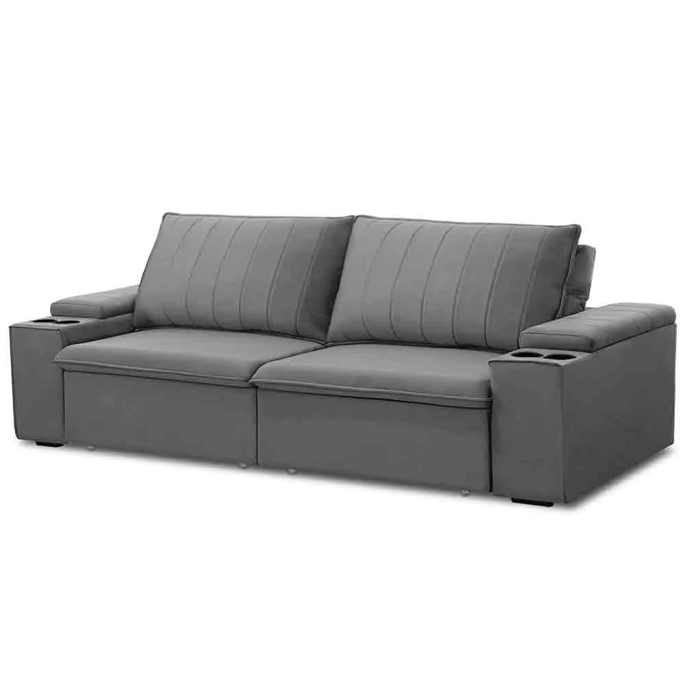 Sofá Retrátil Reclinável 3 Lugares 225cm Baluart F05 Veludo Prata - Mpozenato