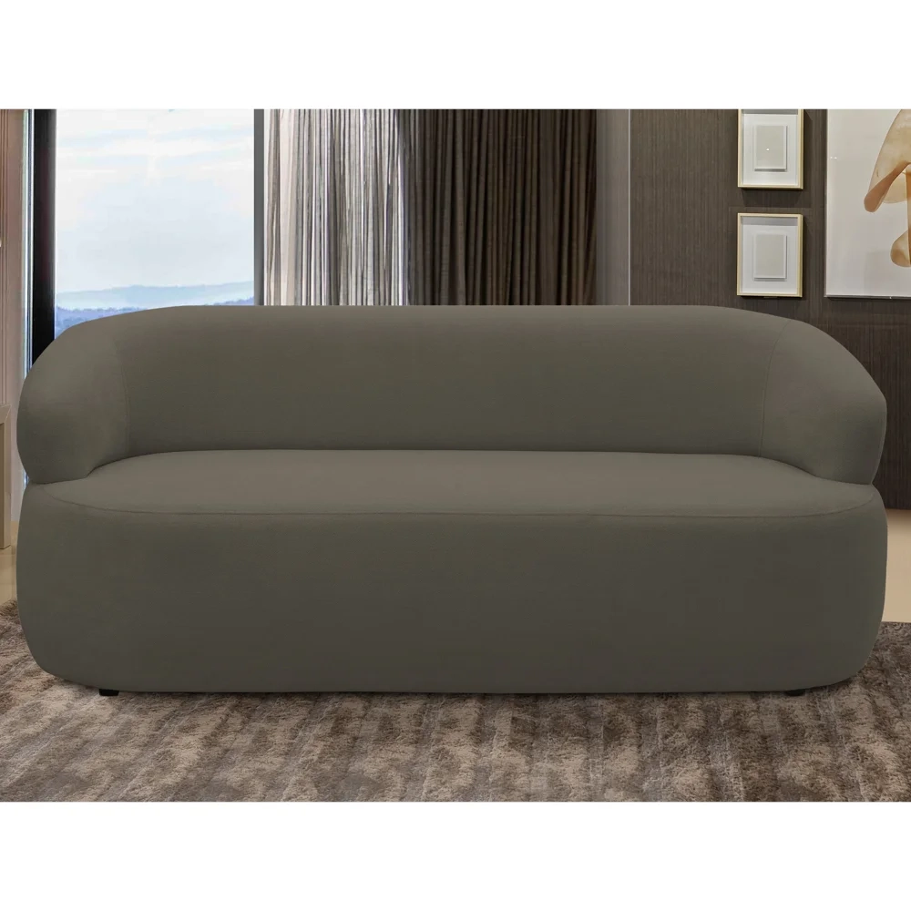 Sofá 3 Lugares Living Orgânico Sala de Estar 170cm Conka F05 Veludo Marrom - Mpozenato