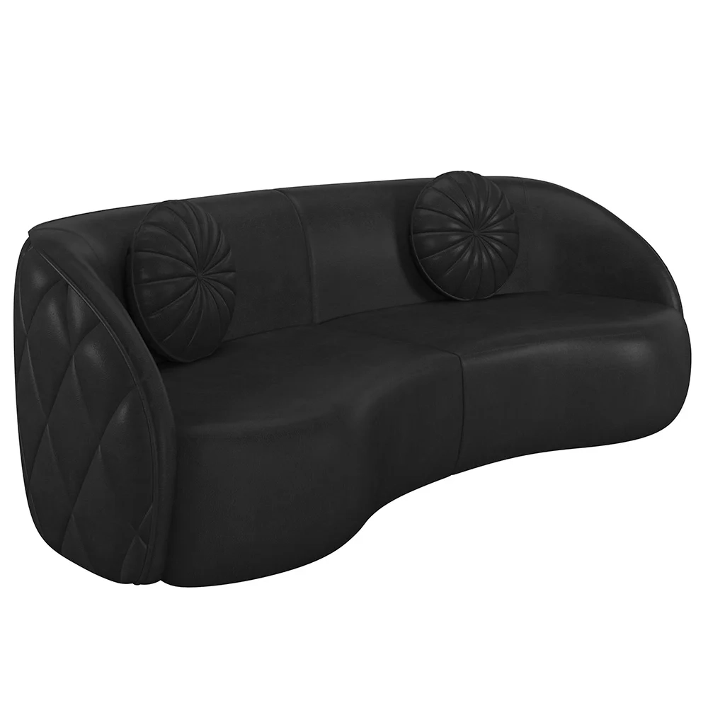 Sofá Decorativo com Almofadas 3 Lugares 288cm Tressê Zion Z32 Sintético Preto - Mpozenato