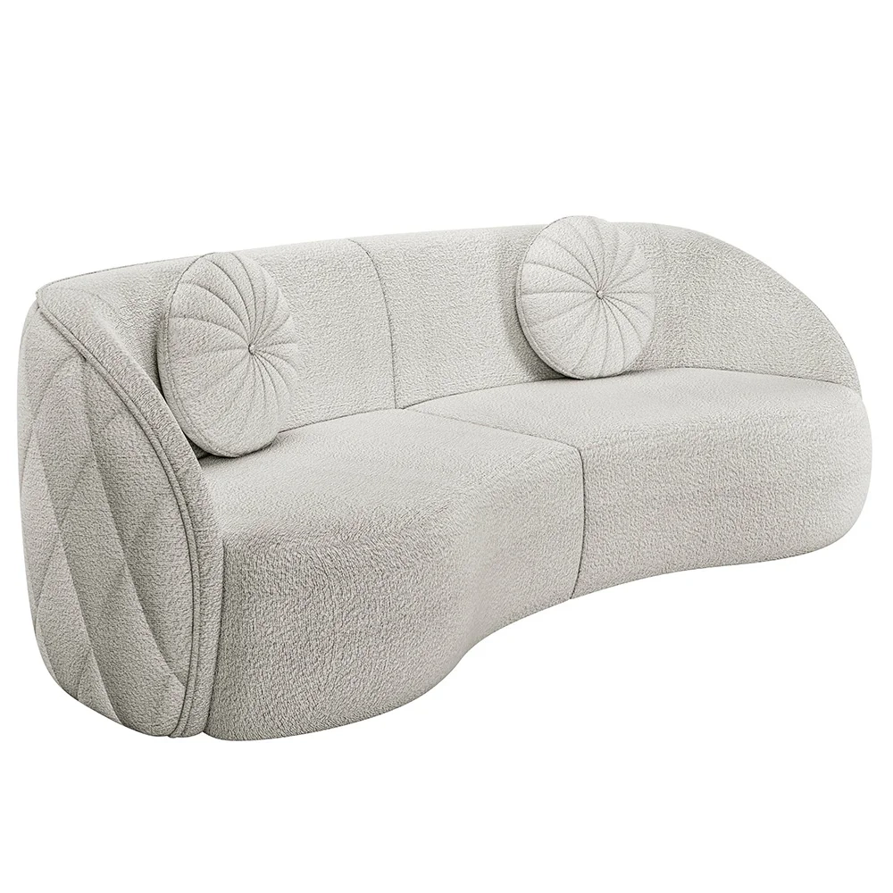 Sofá Decorativo com Almofadas 4 Lugares 318cm Tressê Zion Z32 Boucle Branco - Mpozenato