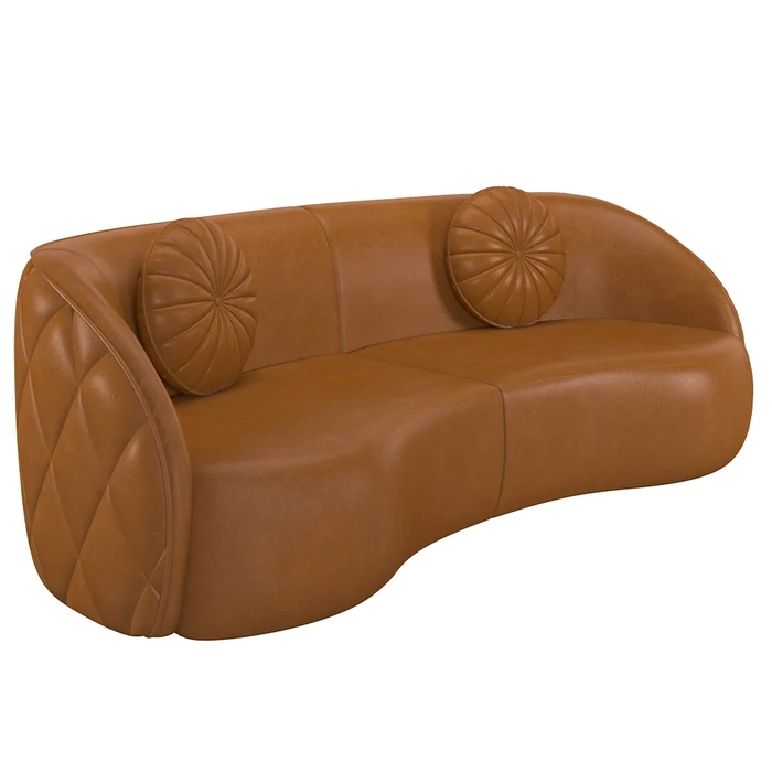 Sofá Decorativo com Almofadas 4 Lugares 318cm Tressê Zion Z32 Sintético Caramelo - Mpozenato