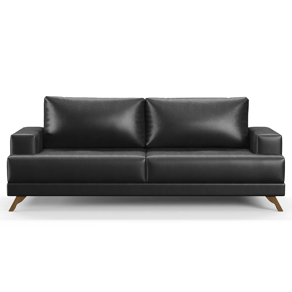 Sofá 2 Lugares 160cm Living Pés Curvos Santi D05 Sintético Preto - Mpozenato