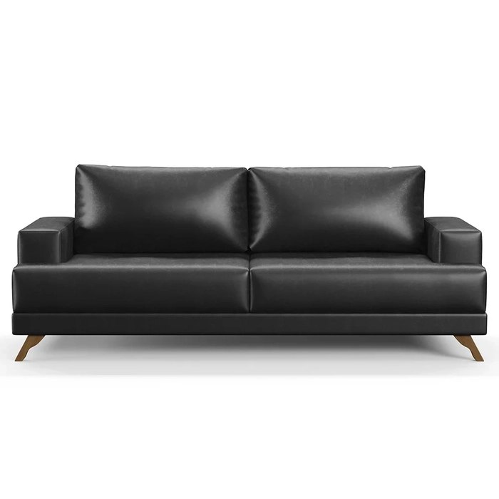 Sofá 2 Lugares 160cm Living Pés Curvos Santi D05 Sintético Preto - Mpozenato