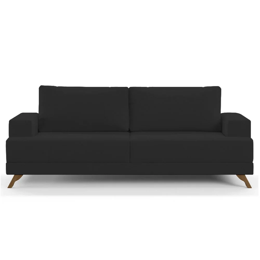 Sofá 2 Lugares 160cm Living Pés Curvos Santi D05 Suede Preto - Mpozenato