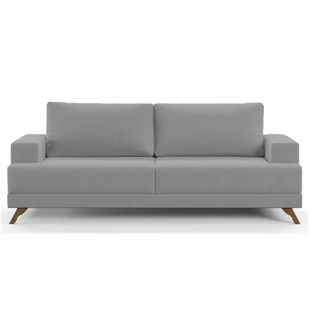 Sofá 2 Lugares 160cm Living Pés Curvos Santi D05 Suede Cinza - Mpozenato