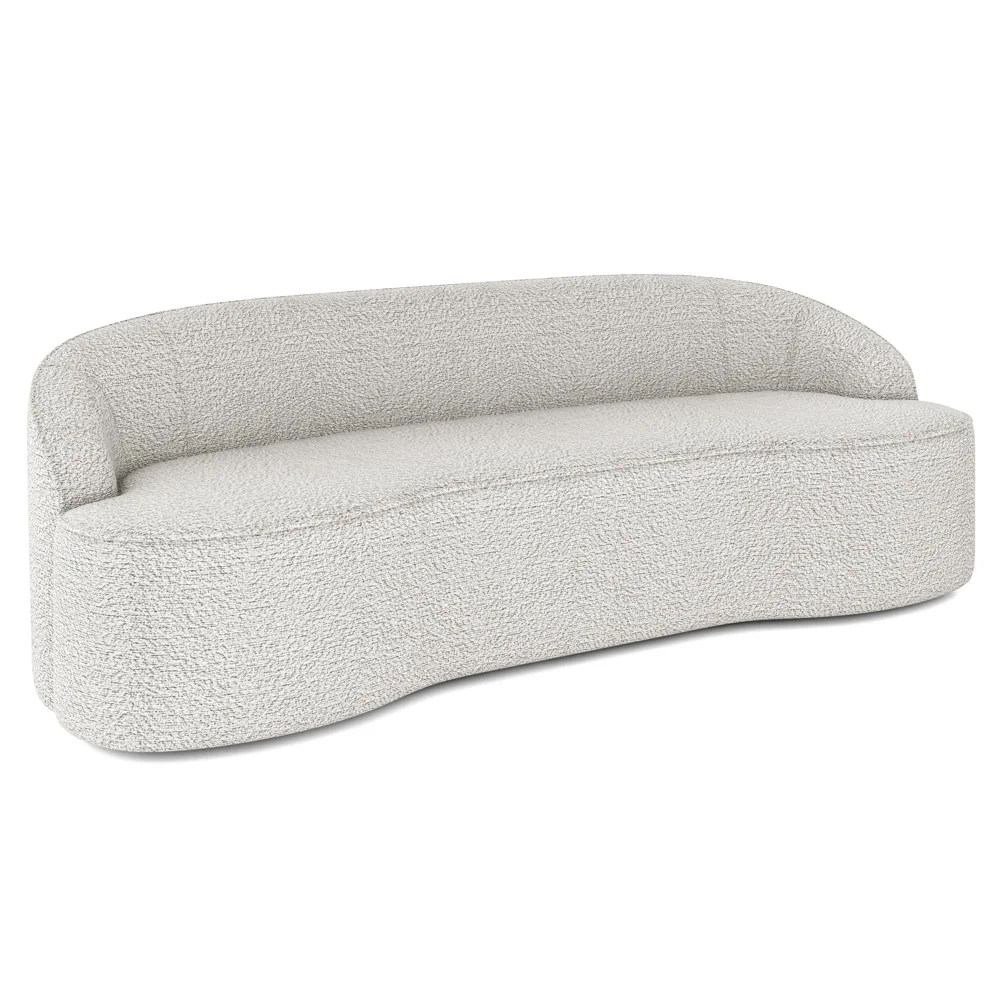 Sofá 3 Lugares para Sala de Estar Living 210cm Theo D06 Boucle Creme - Mpozenato