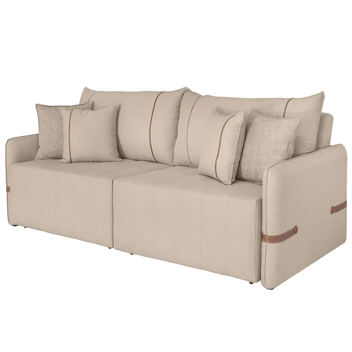 Sofá Cama Retrátil 240cm Essence D05 Linho Bege/Camel - Mpozenato