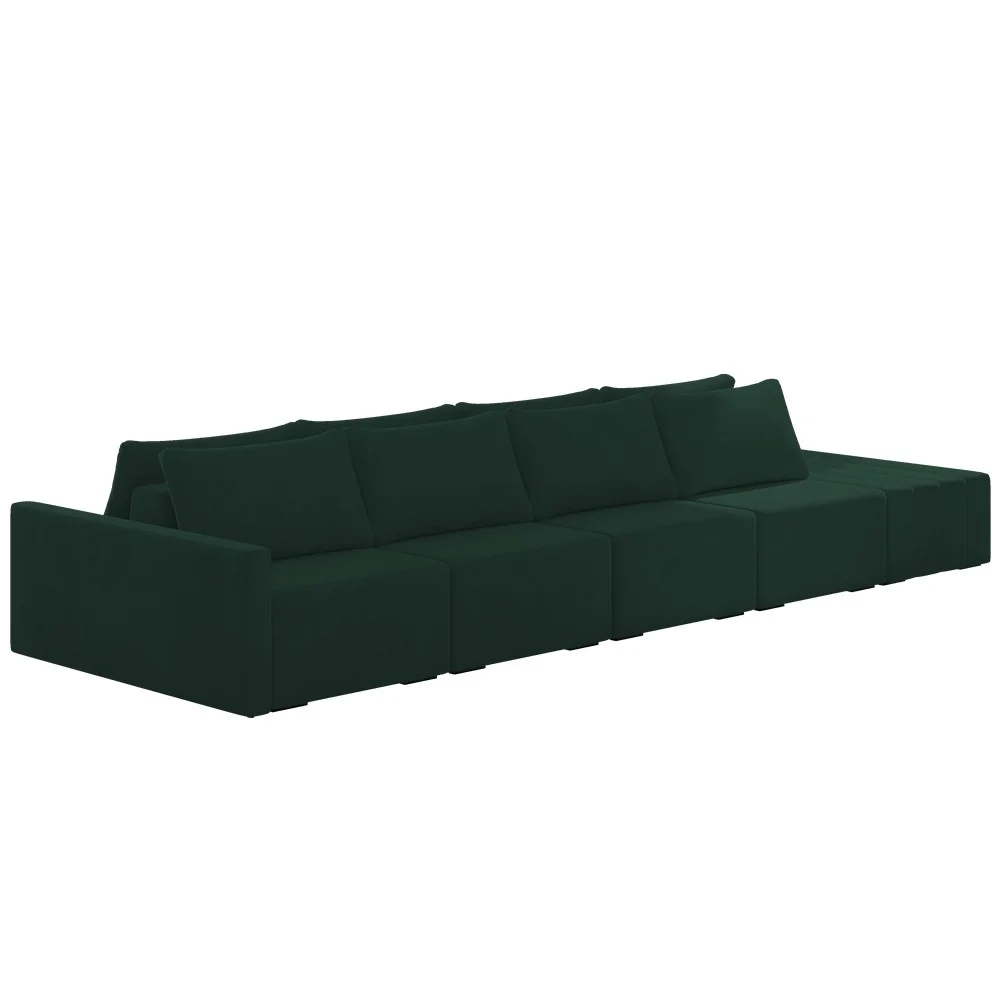 Sofá Ilha Modular com Puff para Sala Living 432cm Georgia Z08 Veludo Verde - Mpozenato