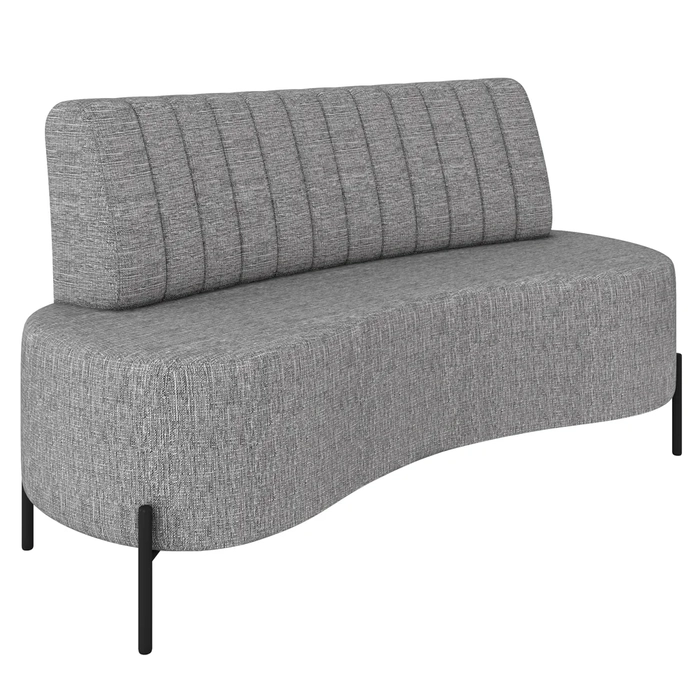 Sofá 2 Lugares 160cm Pés Aço Preto Tamar Z08 Linho Cinza Escuro - Mpozenato
