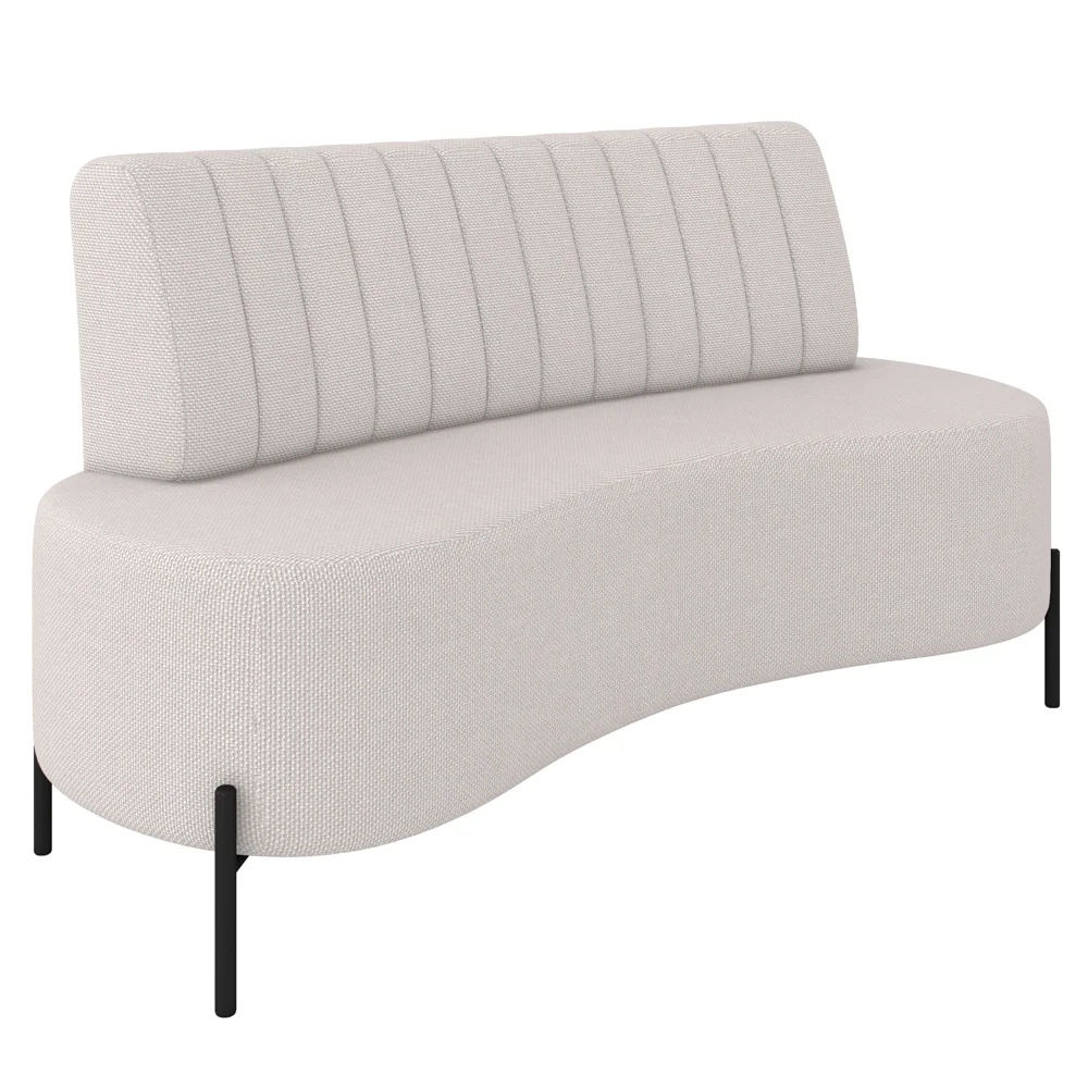 Sofá 2 Lugares 160cm Pés Aço Preto Tamar Z08 Linho Bege - Mpozenato