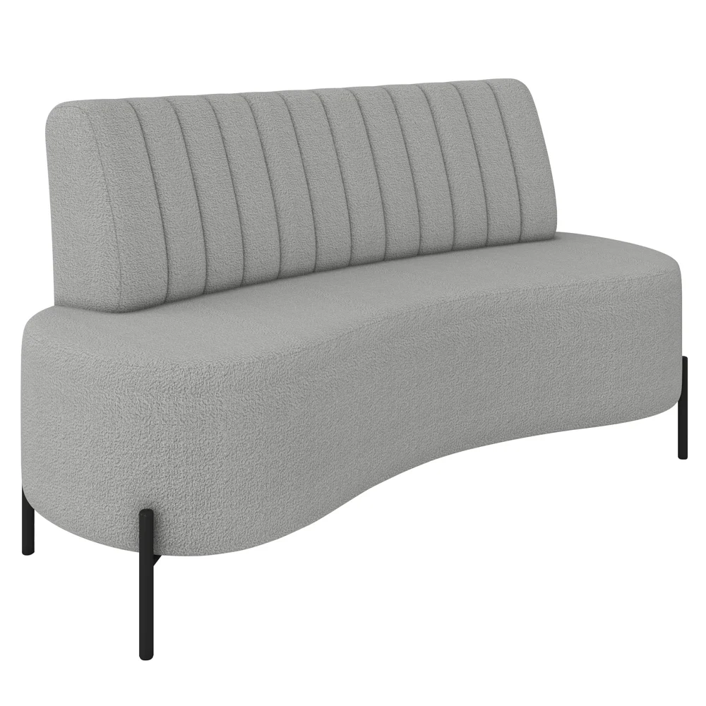 Sofá 2 Lugares 160cm Pés Aço Preto Tamar Z08 Boucle Cinza - Mpozenato