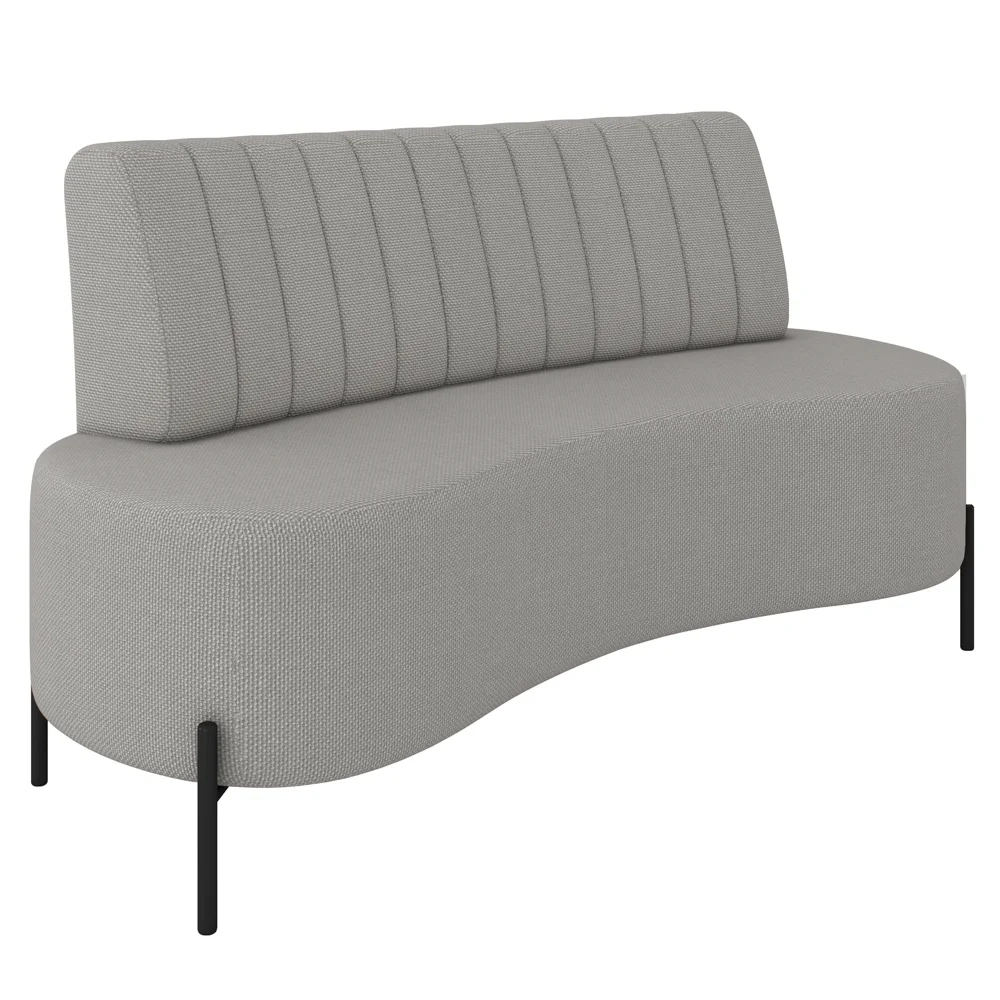 Sofá 2 Lugares 160cm Pés Aço Preto Tamar Z08 Linho Cinza - Mpozenato