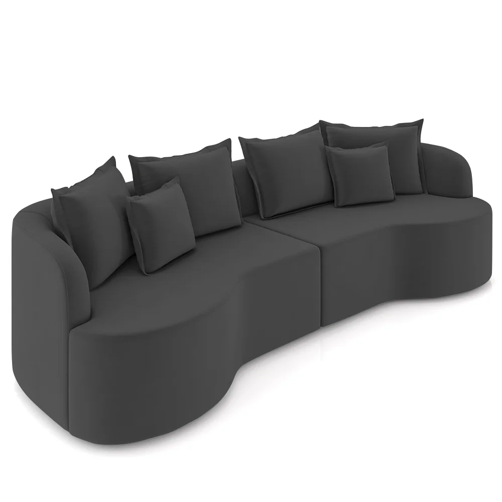 Sofá 4 Lugares 270cm Orgânico Quito Z08 Veludo Cinza Escuro - Mpozenato