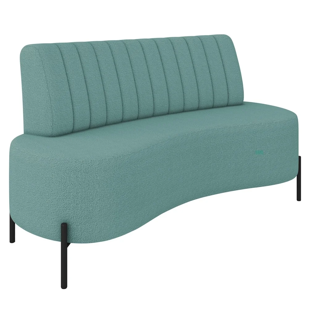 Sofá 2 Lugares 160cm Pés Aço Preto Tamar Z08 Boucle Azul - Mpozenato