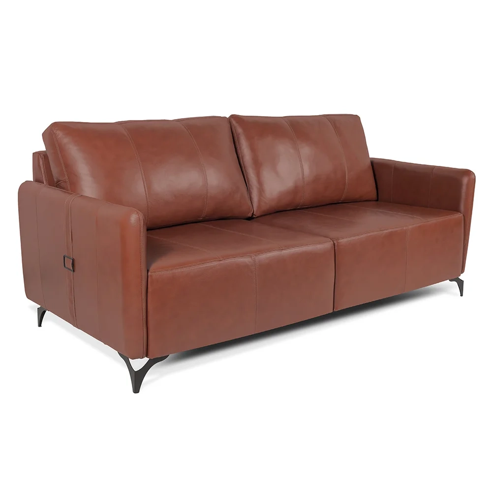 Sofá Living 2 Lugares Sala de Estar 180cm Cisso L07 Couro Marrom Claro - Mpozenato