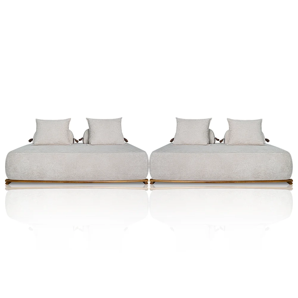 Sofá 6 Lugares Ilha 2 Módulos 200cm Viero S06 Boucle Bege - Mpozenato