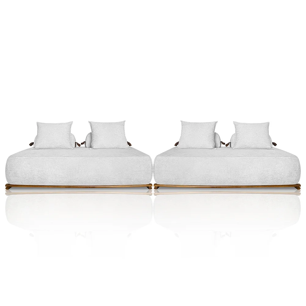 Sofá 6 Lugares Ilha 2 Módulos 220cm Viero S06 Boucle Branco - Mpozenato