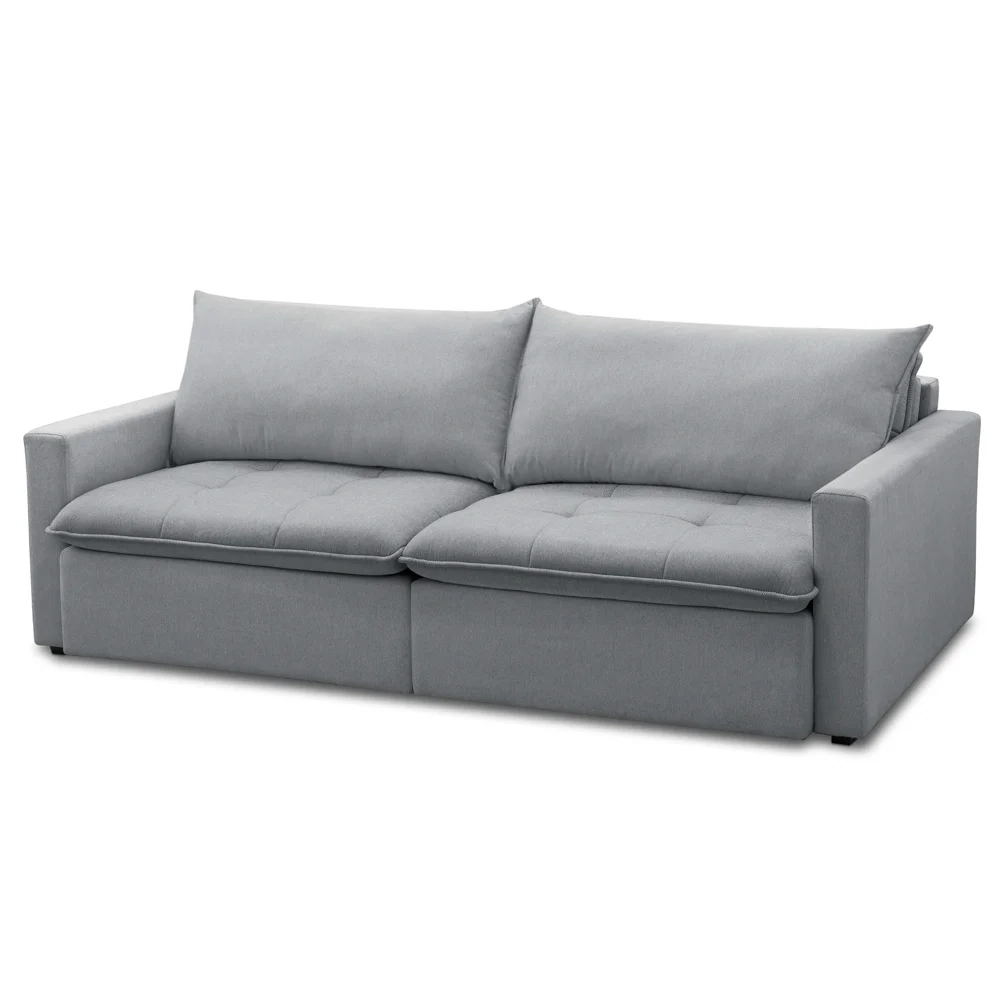 Sofá Cama Casal Retrátil 208cm Carly F05 Linho Cinza - Mpozenato