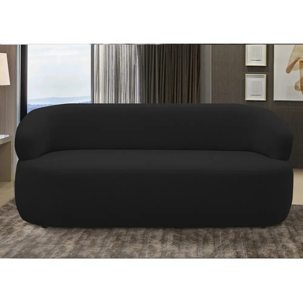 Sofá 3 Lugares Living Orgânico Sala de Estar 170cm Conka F05 Veludo Preto - Mpozenato