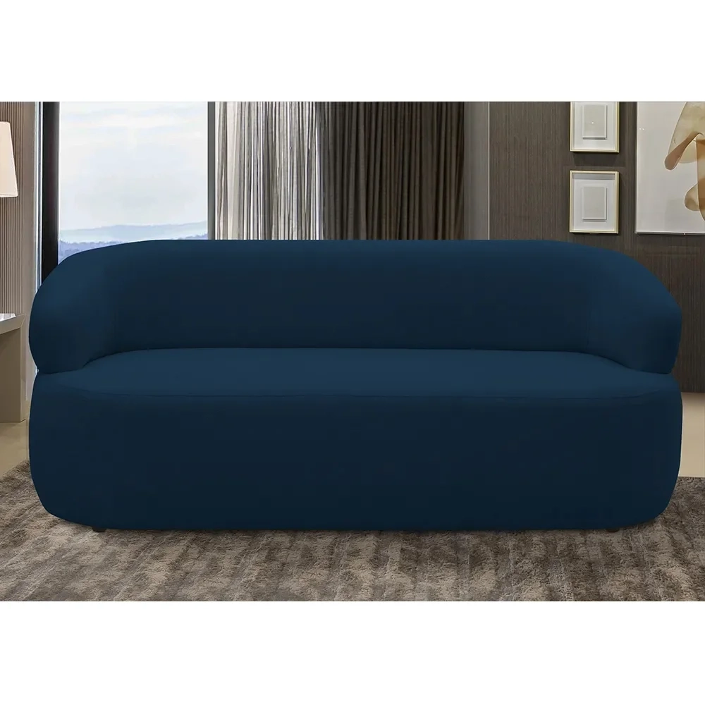 Sofá 3 Lugares Living Orgânico Sala de Estar 170cm Conka F05 Veludo Azul - Mpozenato