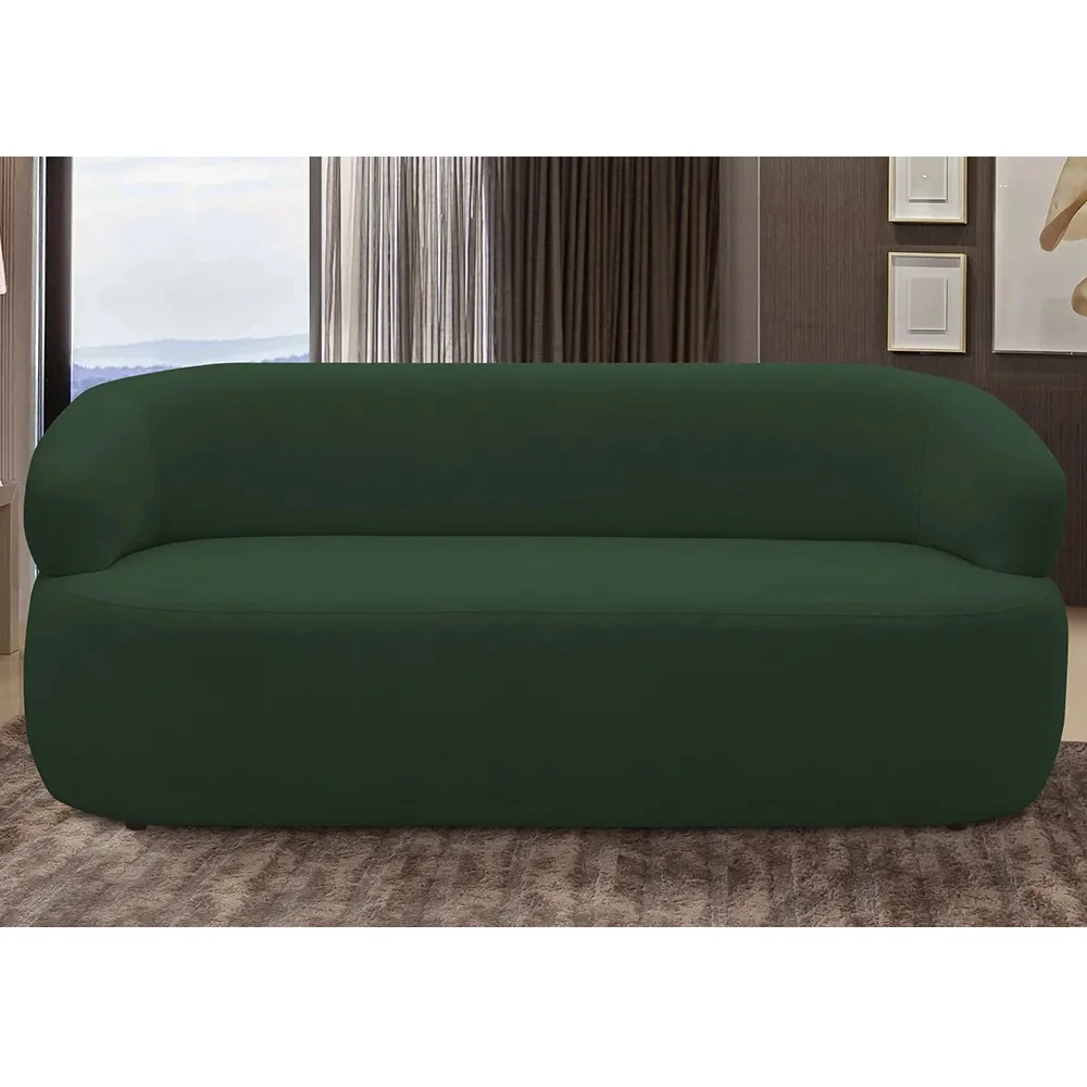 Sofá 3 Lugares Living Orgânico Sala de Estar 170cm Conka F05 Veludo Verde - Mpozenato
