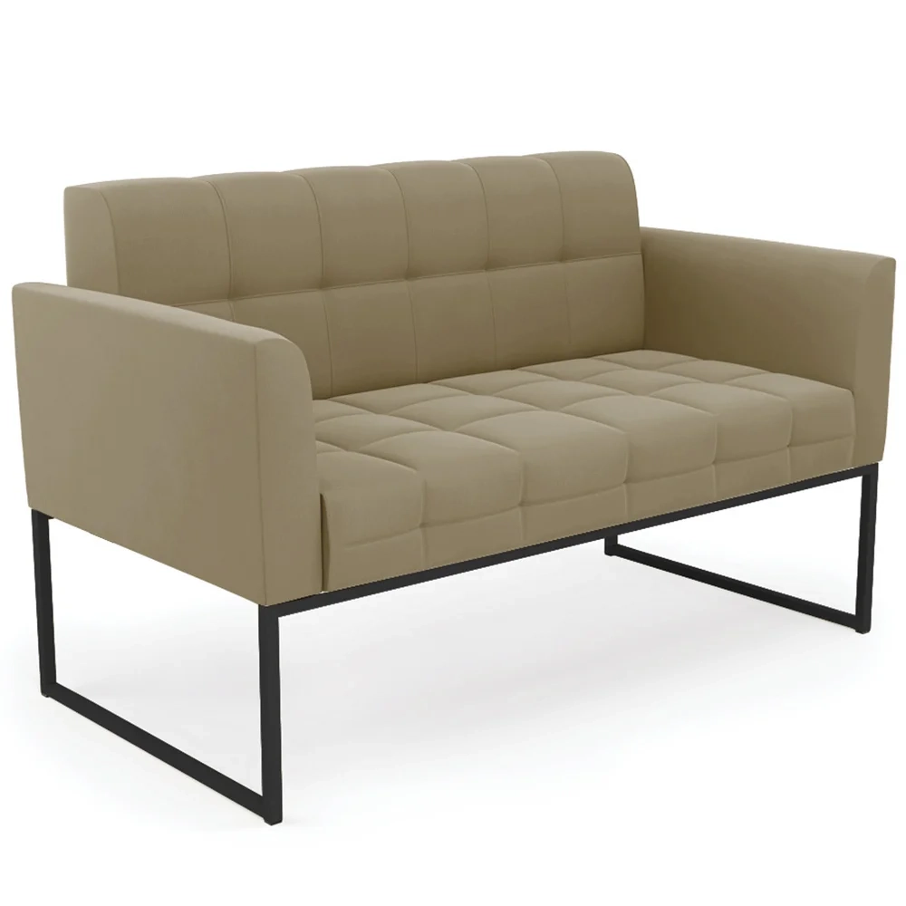 Sofá Namoradeira Base Industrial Preto Ana Suede Marrom RT - Ibiza