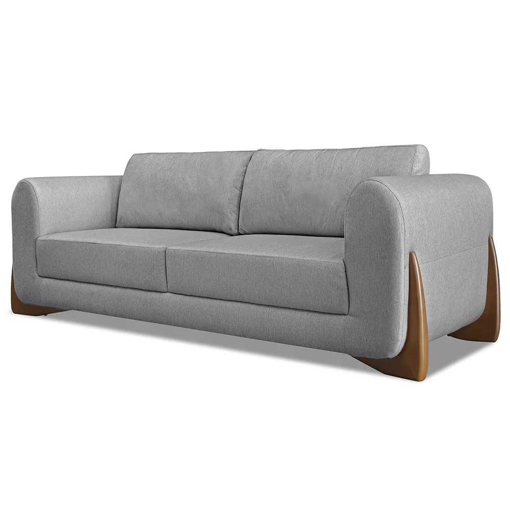 Sofá 2 Lugares Base de Madeira 180cm Izzy S06 Linho Cinza - Mpozenato