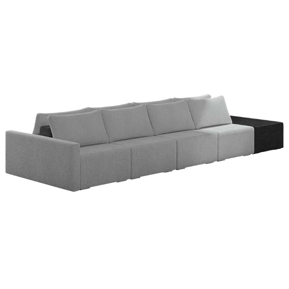 Sofá Ilha Modular Living com Puff 392cm Georgia Z08 Boucle Grafite/Preto - Mpozenato