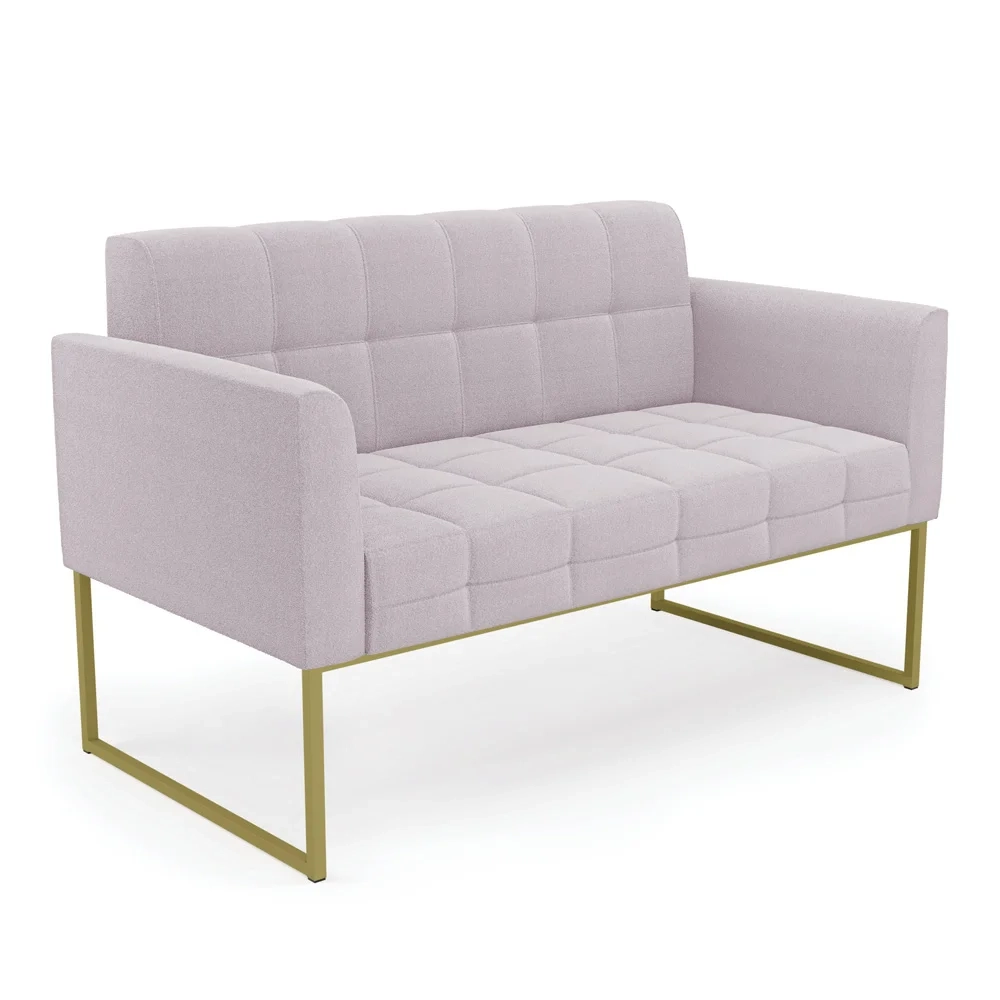 Sofá Namoradeira Base Industrial Dourado Ana Boucle Rosê - Ibiza